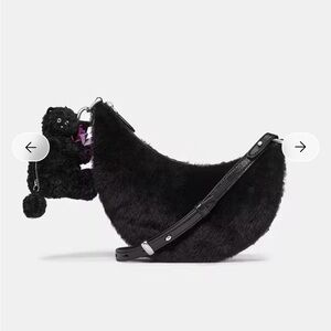 Kate Spade Duo Shearling Bear Crossbody Bag Black Multi Pouch KN277 NEW